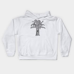 Simple Dark Tree, Spooky Tree Kids Hoodie